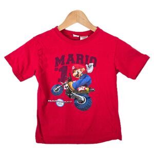Official Nintendo Mario Kart Wii 2008 Mario Boys Sz 6-7 Small Shirt Y2K Vtg